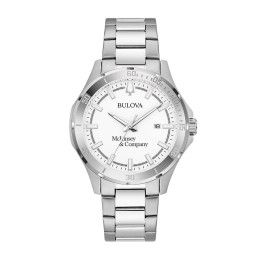Custom Bulova Corporate Collection Men's Stainless Steel Bracelet Watch - White Custom Bulova Corporate Collection Men's Stainless Steel Bracelet Watch - White