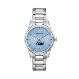 Custom Bulova Corporate Collection Ladies Stainless Steel Watch - Light Blue Custom Bulova Corporate Collection Ladies Stainless Steel Watch - Light Blue