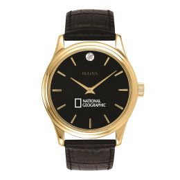 Custom Bulova Corporate Collection Men's Leather Strap Watch with Diamond - Black Custom Bulova Corporate Collection Men's Leather Strap Watch with Diamond - Black