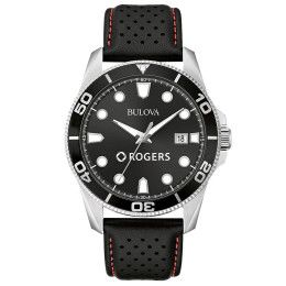 Custom Bulova Corporate Collection Men's Leather Strap Watch with Date Calendar - Black Custom Bulova Corporate Collection Men's Leather Strap Watch with Date Calendar - Black