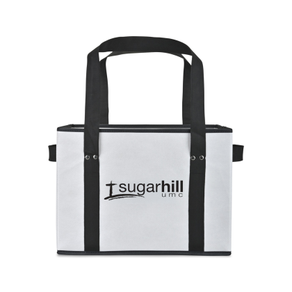 Custom Recycled Non-Woven Collapsible Box Tote - White Custom Recycled Non-Woven Collapsible Box Tote - White