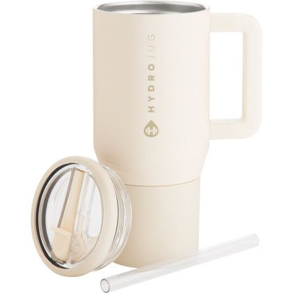 Custom 20 oz Cream HydroJug Traveler Thermal Mug - Engraved - Open View Custom 20 oz Cream HydroJug Traveler Thermal Mug - Engraved - Open View