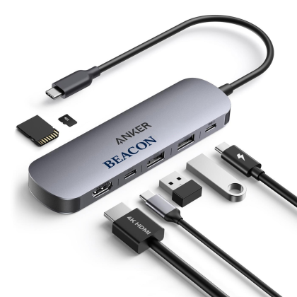Custom Anker USB-C Hub (7-in-1) - Pewter Silver Custom Anker USB-C Hub (7-in-1) - Pewter Silver