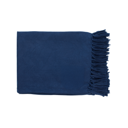 Custom Herringbone Textured rPET Woven Blanket - Navy Custom Herringbone Textured rPET Woven Blanket - Navy
