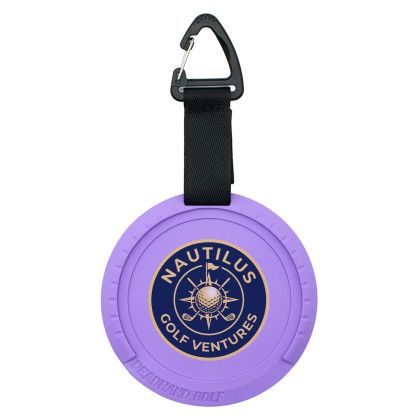 Custom FLATLINE by DeadHand Golf Mobile Practice Putting Golf Cup . Coaster, & Bag Tag - Purple Custom FLATLINE by DeadHand Golf Mobile Practice Putting Golf Cup . Coaster, & Bag Tag - Purple