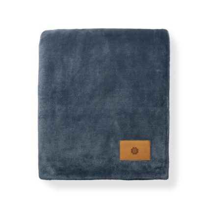 Custom Mink Ever Soft Recycled Polyester Throw Blanket - Vintage Indigo - Front View