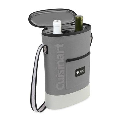 Custom Cuisinart Outdoors Bottle Cooler Tote - Medium Grey Side View 