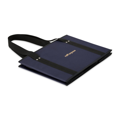 Custom Recycled Non-Woven Collapsible Box Tote - Navy Fold View 
