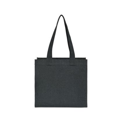 Custom Recycled Cotton Pocket Tote - AWARE - Charcoal Back View 