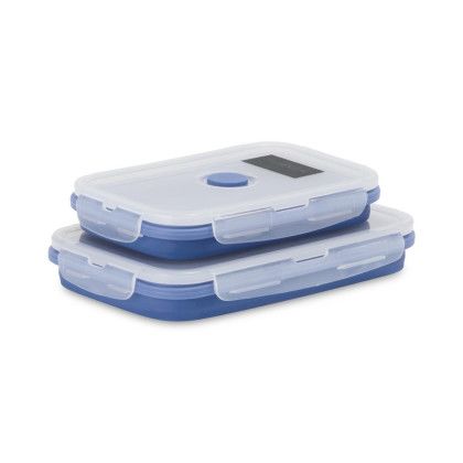 Custom Collapsible Bento Food Storage Set - Royal Blue Side View Custom Collapsible Bento Food Storage Set - Royal Blue Side View