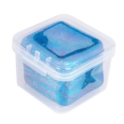Custom SqueeDoh Glitter Sensory Cube - Blue Side View Custom SqueeDoh Glitter Sensory Cube - Blue Side View