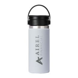 Custom Hydro Flask Wide Mouth 16 oz Bottle with Flex Sip Lid - White