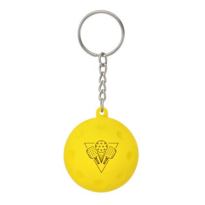 Custom Pickleball Stress Ball Keychain - Yellow Custom Pickleball Stress Ball Keychain - Yellow