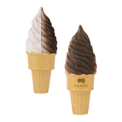 Custom Soft Serve Ice Cream Shape Stress Ball - Tan/Brown/White