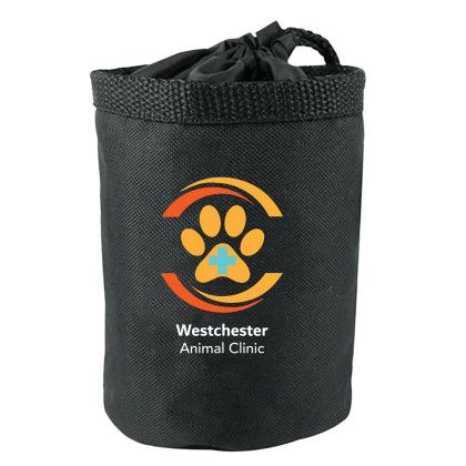 Custom Full Color Drawstring Pet Treat Bag - Black Custom Full Color Drawstring Pet Treat Bag - Black