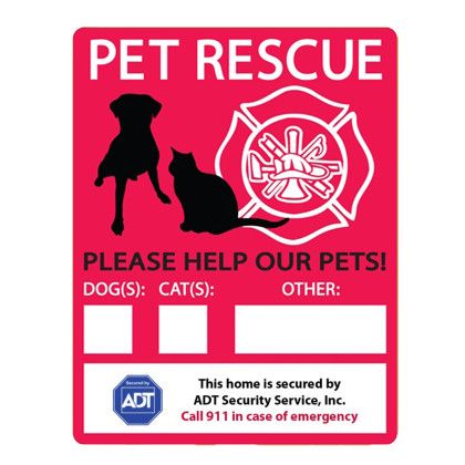 Custom Emergency Pet Rescue Window Decal - White Custom Emergency Pet Rescue Window Decal - White