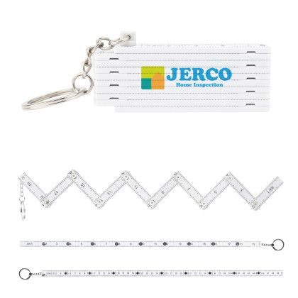 Custom Folding Ruler Keychain - White Custom Folding Ruler Keychain - White