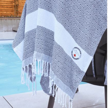Custom rPET Jewel Black Towel - Lasered Patch - Black