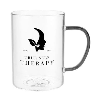 Custom 13.5 oz. Hue Glass Mug - Clear with Smoke