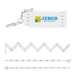 Custom Folding Ruler Keychain - White Custom Folding Ruler Keychain - White