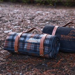 Custom Plaid Alpine Picnic Blanket - Embroidered