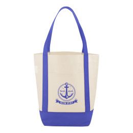 Custom Mini Helm Non-Woven Shopper Tote Bag - Natural with Royal Blue Custom Mini Helm Non-Woven Shopper Tote Bag - Natural with Royal Blue