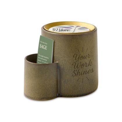 Custom Modern Sprout Ember Earth Candle + Planter - Warm Grey / Rhizome