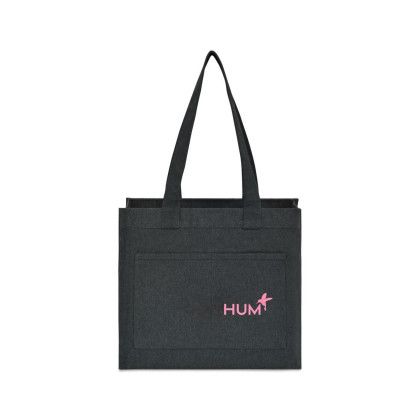 Custom Recycled Cotton Pocket Tote - AWARE - Charcoal