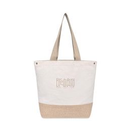Custom Recycled Cotton Canvas Jute Tote - AWARE - Natural Custom Recycled Cotton Canvas Jute Tote - AWARE - Natural