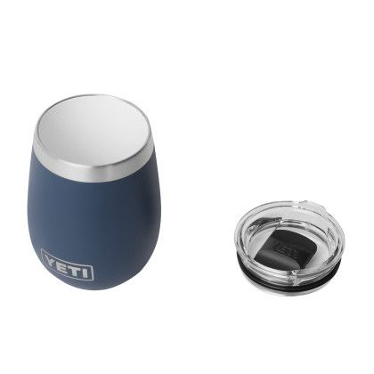 Custom Yeti Rambler 10 oz. Wine Tumbler with DuraSip Ceramic Lining - Navy w/ Lid Custom Yeti Rambler 10 oz. Wine Tumbler with DuraSip Ceramic Lining - Navy w/ Lid