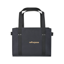Custom Recycled Non-Woven Collapsible Box Tote - Black Custom Recycled Non-Woven Collapsible Box Tote - Black
