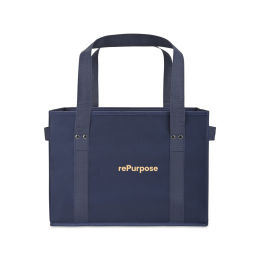 Custom Recycled Non-Woven Collapsible Box Tote - Navy Custom Recycled Non-Woven Collapsible Box Tote - Navy