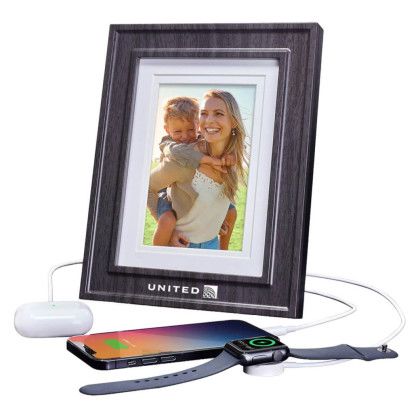 Custom iHome Picture Frame with 3 USB Chargers - Black