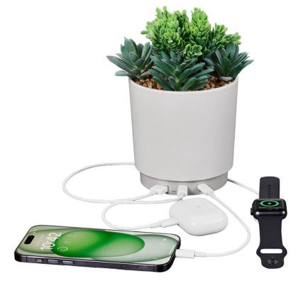 Custom iHome PowerPlant USB Charging Station F,aux Succulent with USB Charger