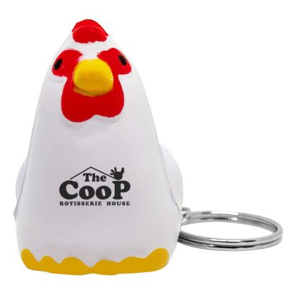 Custom Chicken Stress Reliever Keychain - White Custom Chicken Stress Reliever Keychain - White
