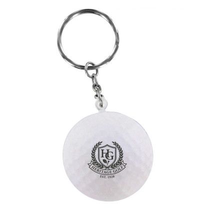 Custom Golf Ball Stress Reliever Keychain - White Custom Golf Ball Stress Reliever Keychain - White