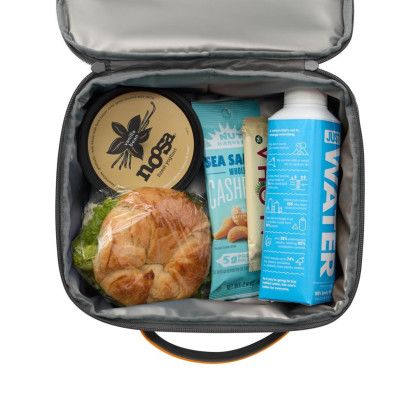 Custom Aspen Recycled rPET Lunch Box Cooler - Aware - Orange In Use 