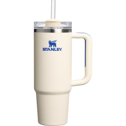 Printed Stanley Quencher H2.0 FlowState Tumbler 30 oz - Cream w/ Royal
