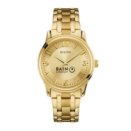 Custom Bulova Corporate Collection Men's Bracelet Strap Watch - Gold Custom Bulova Corporate Collection Men's Bracelet Strap Watch - Gold