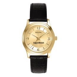Custom Bulova Corporate Collection Ladies Leather Strap Watch - Gold