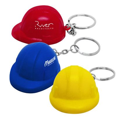 Custom Hard Hat Stress Reliever Keychain - All Colors Custom Hard Hat Stress Reliever Keychain - All Colors