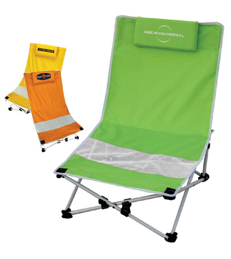 Low Rise Beach Chair With Headrest Imprinted Promo Beach Products