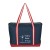 Admiral promotional canvas tote bag - business logo zip tote bag - Navy with red