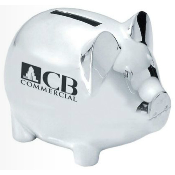 Silver Plated Piggy Bank Custom Logo Customized Promo Bank