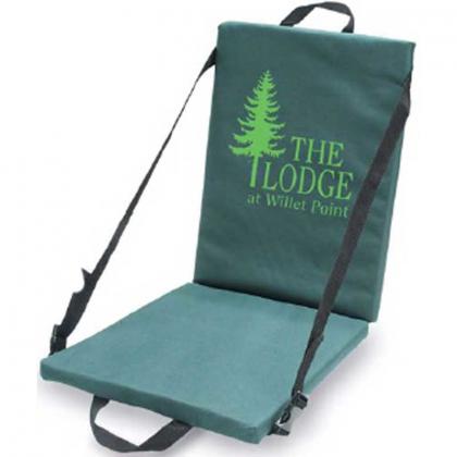 Promotional self-supporting stadium cushions for colleges & businesses