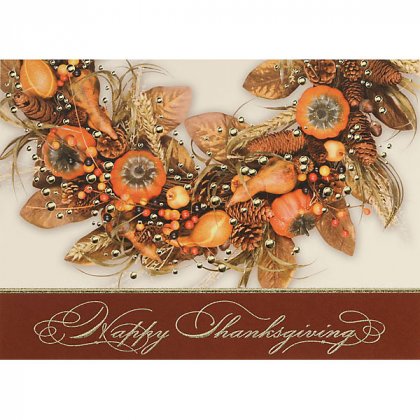 Promotional Greeting Cards for Thanksgiving - Fall Wreath