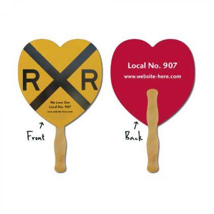 Promotional Laminated Hand Fans - Heart Shaped