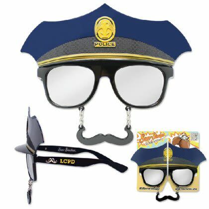 Novelty April Fools' Day Sunglasses with Logos - Police Hat Sun Stache