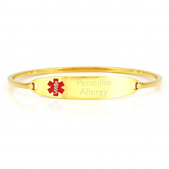 Fashionable Medical Alert Jewelry for Women - Gold Bangle Medical ID Bracelet