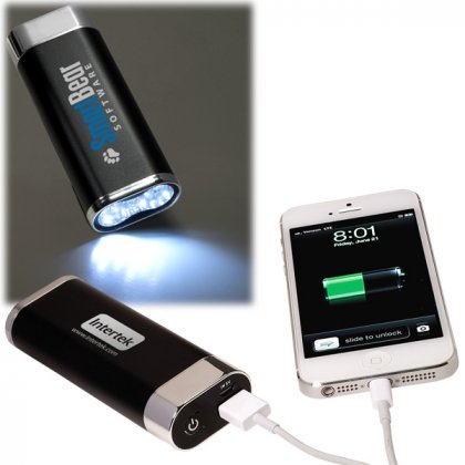 Personalized Flashlight Power Banks - Custom Mobile Charger Flashlights